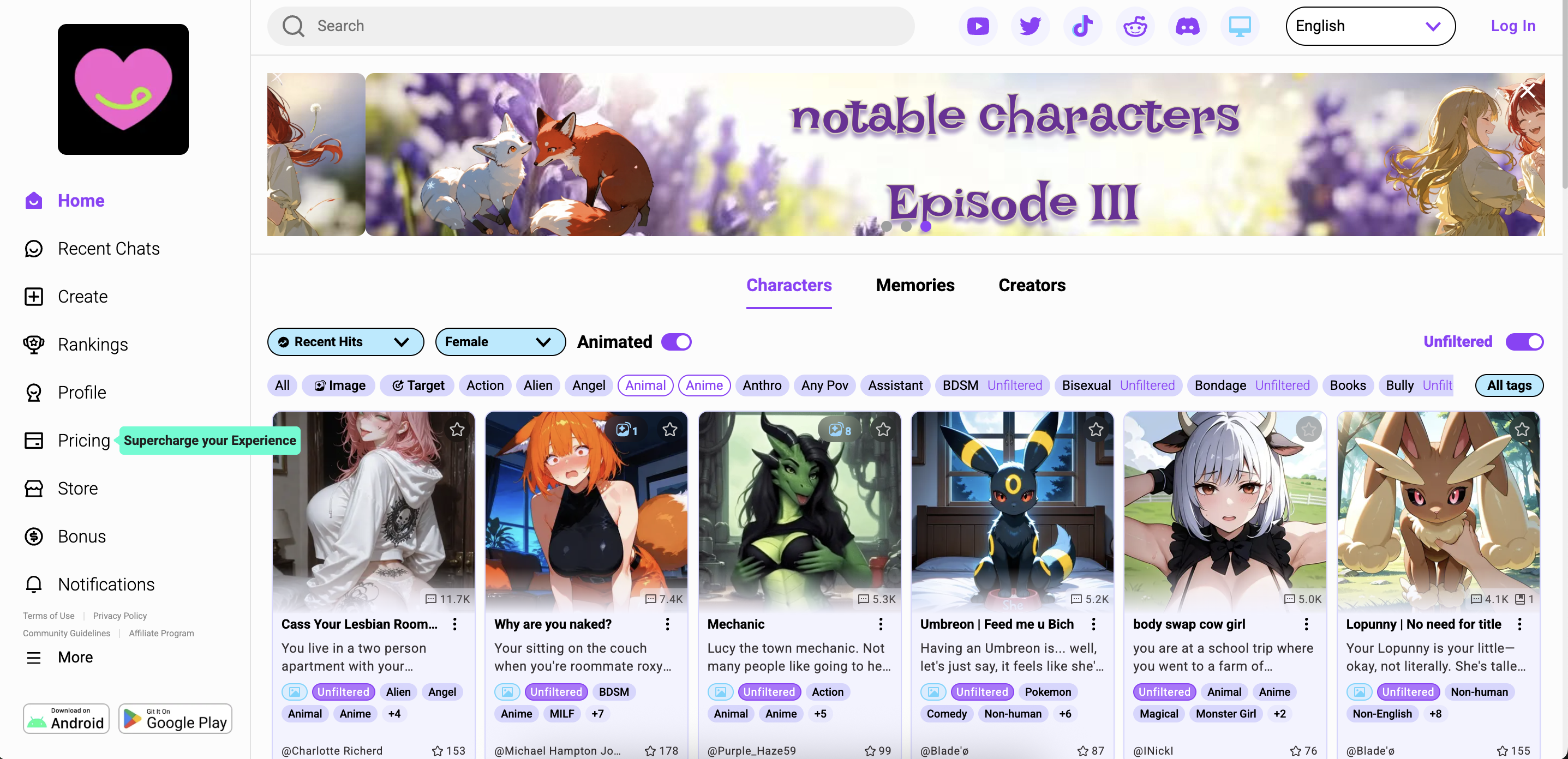 CrushOn AI - Anime Companion Platform Screenshot