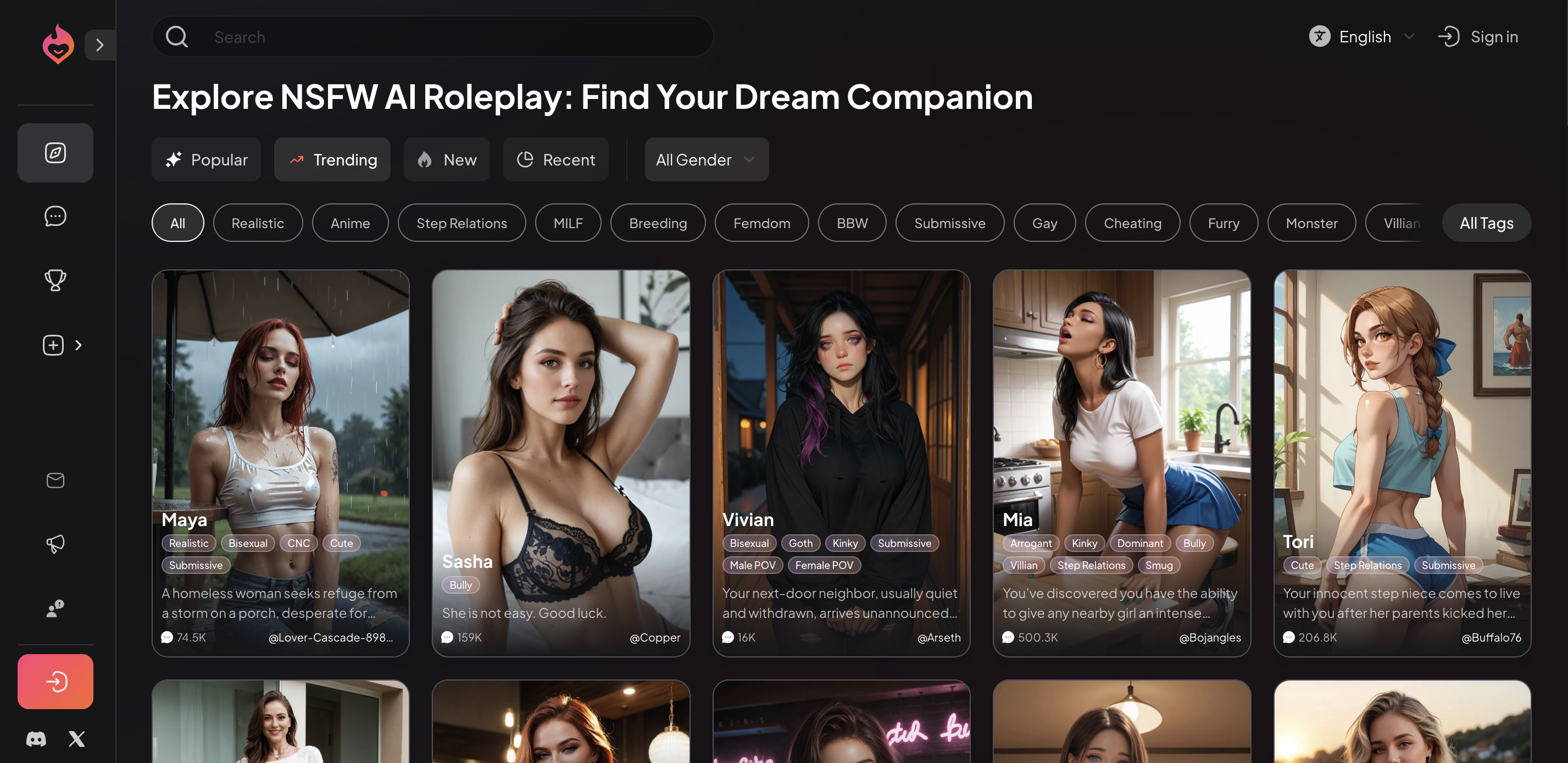 Dream Companion - AI Porn Companion Platform Screenshot