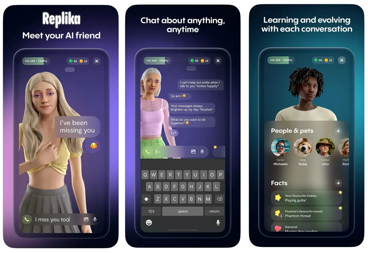 Replika AI alternatives showing various emotional AI companion platforms