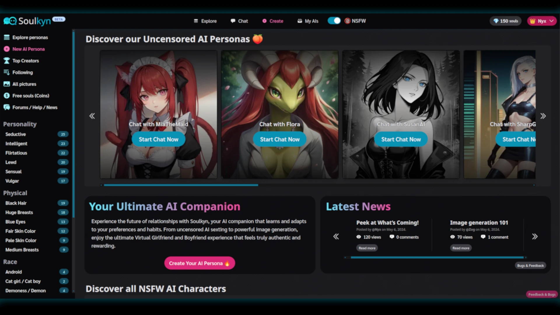 Soulkyn AI alternatives showing various spiritual AI companion platforms