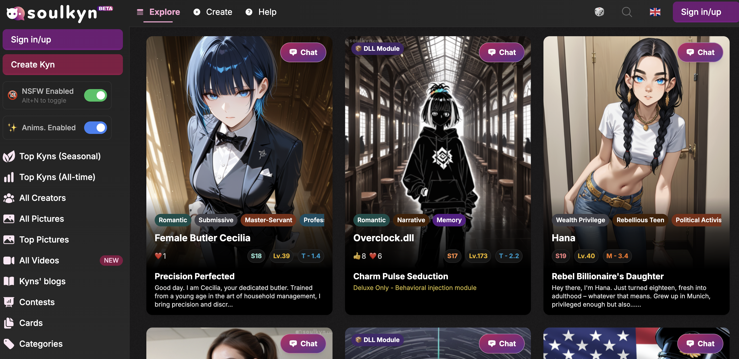 Soulkyn AI - Anime Companion Platform Screenshot