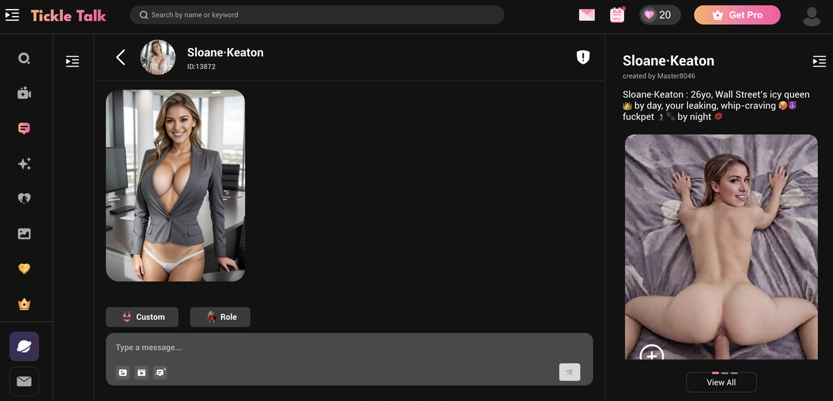 Tickle Talk AI chat interface
